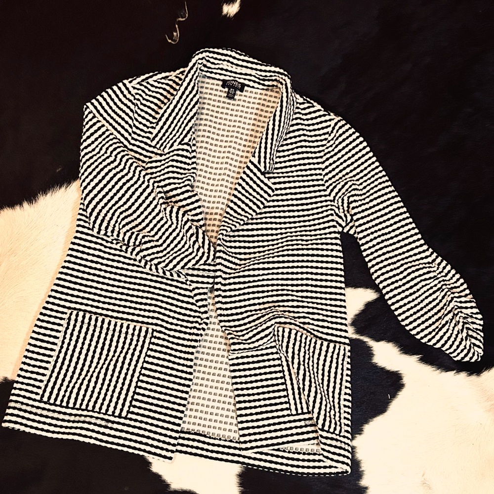 Black and white striped blazer